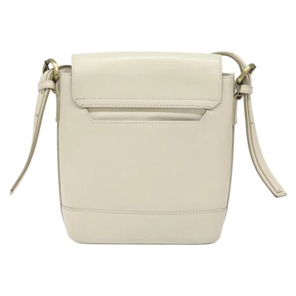 BURBERRY Shoulder Bag Leather White Auth